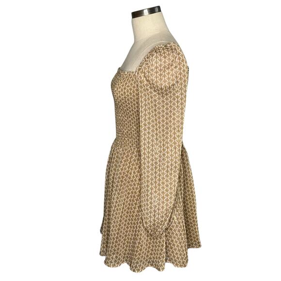KOURT Tan Gold Smocked A-Line Mini Dress Women's Size XS Glam Calypso - Picture 2 of 9